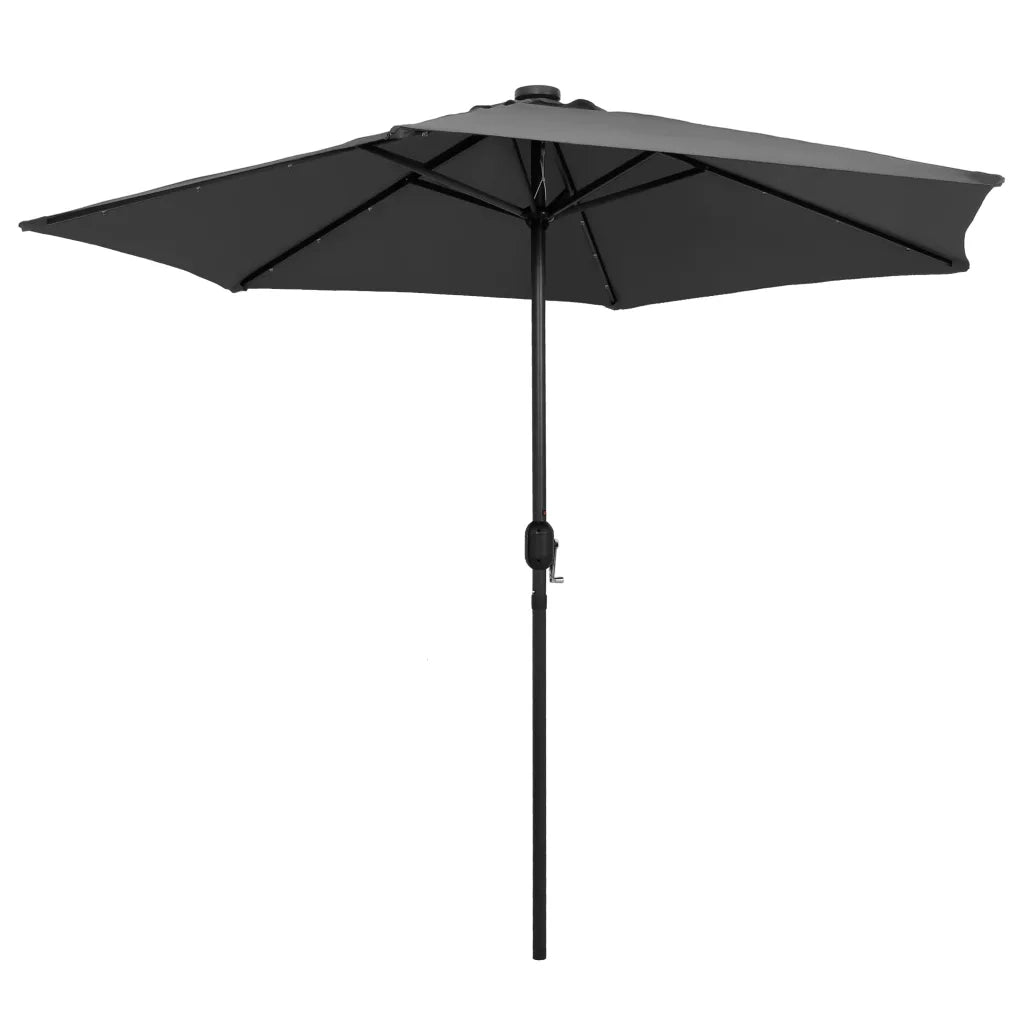 Ombrellone con Luci a LED-Ombrello da giardino e Palo in Alluminio 270 cm Antracite