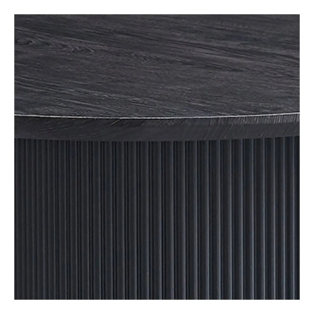 Tavolino basso VAGOS – Effetto legno marrone scuro – Rotondo – Diametro 80 cm – Design elegante e robusto