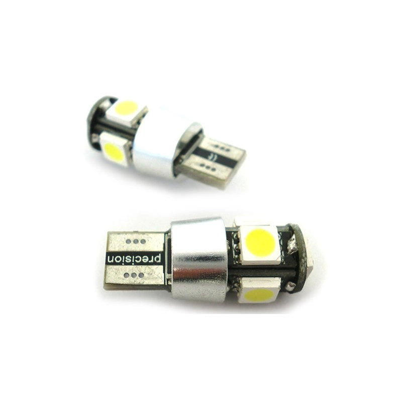 Lampada Led Canbus T10 W5W Luci di Posizione 12V 5 Smd Bianco No Errore New Con Resistenza
