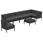 Mobili da giardino mobili da esterno Set di mobili da 8 pezzi con cuscini in resina intrecciata nera 02_0017747