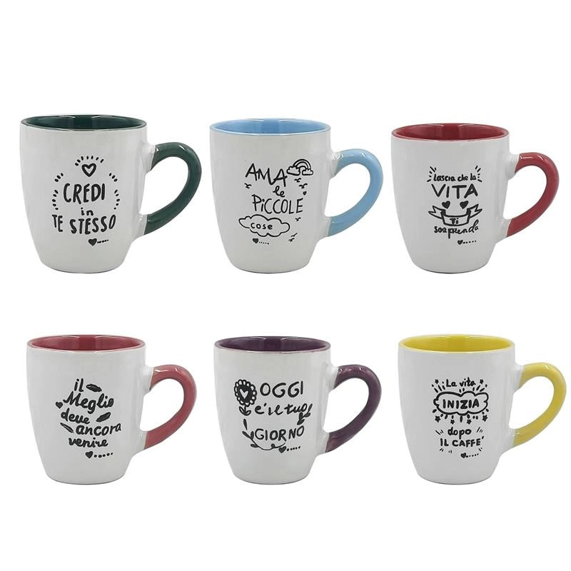 MA MAISON TAZZA PER COLAZIONE MOOD 360 CC FASTASIA CON SCRITTE SIMPATICHE - SCRITTE E COLORI ASSORTITI