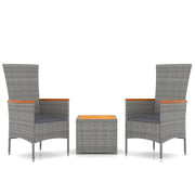 Set Mobili Giardino 3pz | Set Salotto da Giardino Grigio Polyrattan Legno Massello Acacia