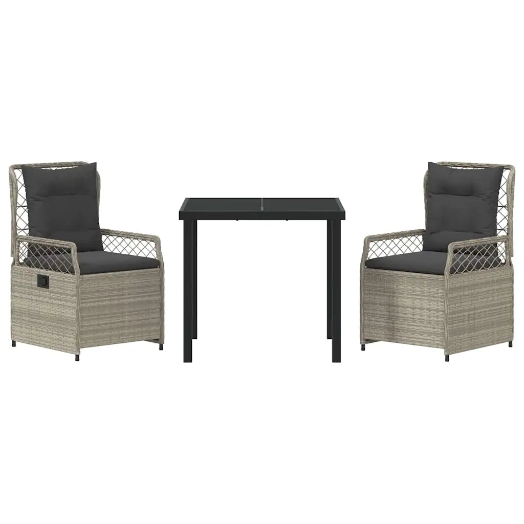 Set da Pranzo per Giardino 3 pcs Grigio chiaro polyrattan 3381016