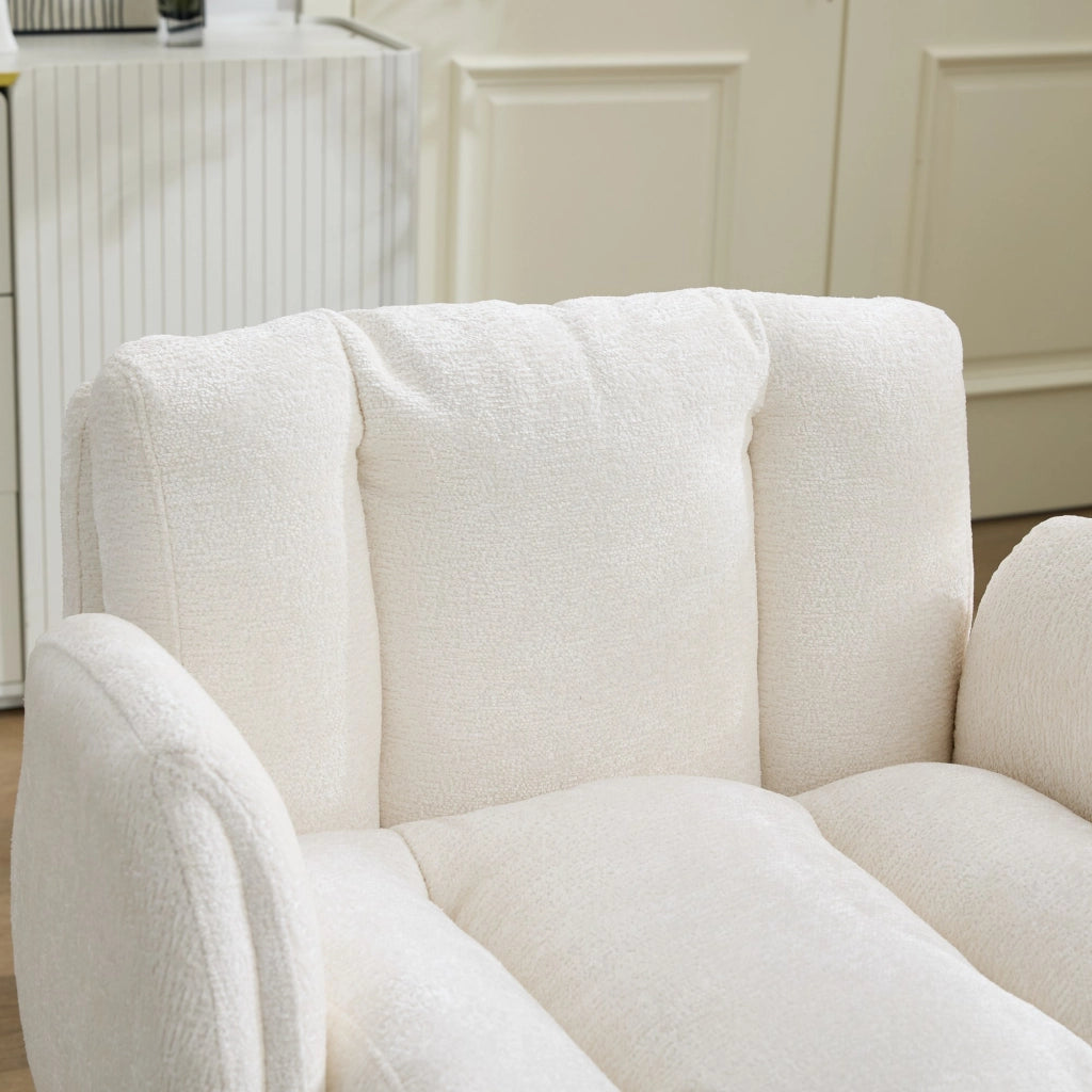 Sedia da Ufficio Girevole in Chenille ¨C MINIMAL ¨C Beige, Braccioli Regolabili, Seduta Imbottita