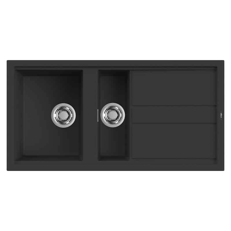 Lavello Elleci Incasso 2 vasche 100x51 Best 475 Granitek Nero LGB47540