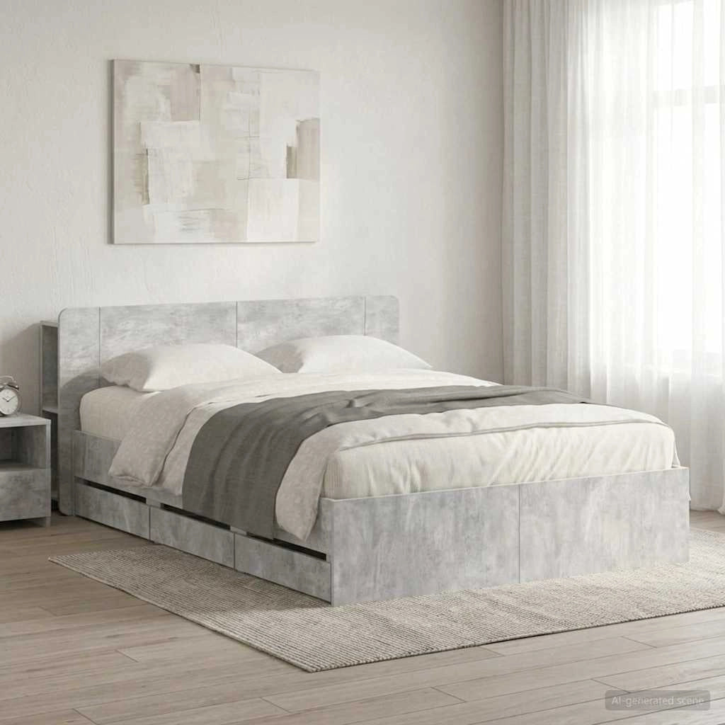 Struttura del letto con stoccaggio e testata Grigio Cemento 3433968