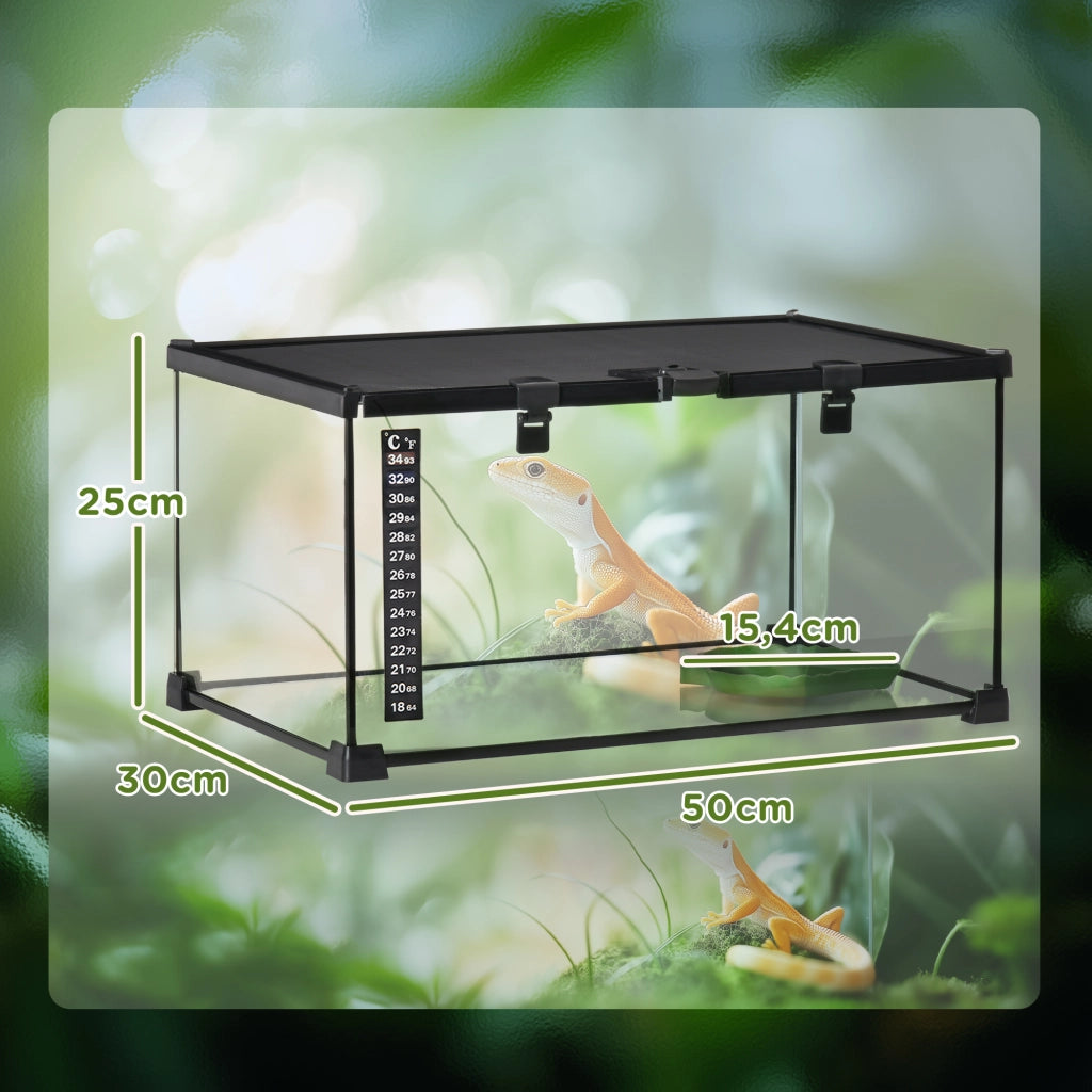Terrario per Rettili ¨C Zephmum ¨C Nero Metallo Vetro 50x30x25 cm