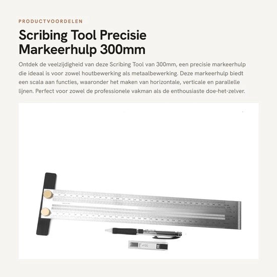 Strumento per Scribing 300mm - Righello Preciso - Acciaio Inossidabile - Regolabile - Scali di Laser per Incisione Laser con Precisone 0.25mm - Kit di Marcatura