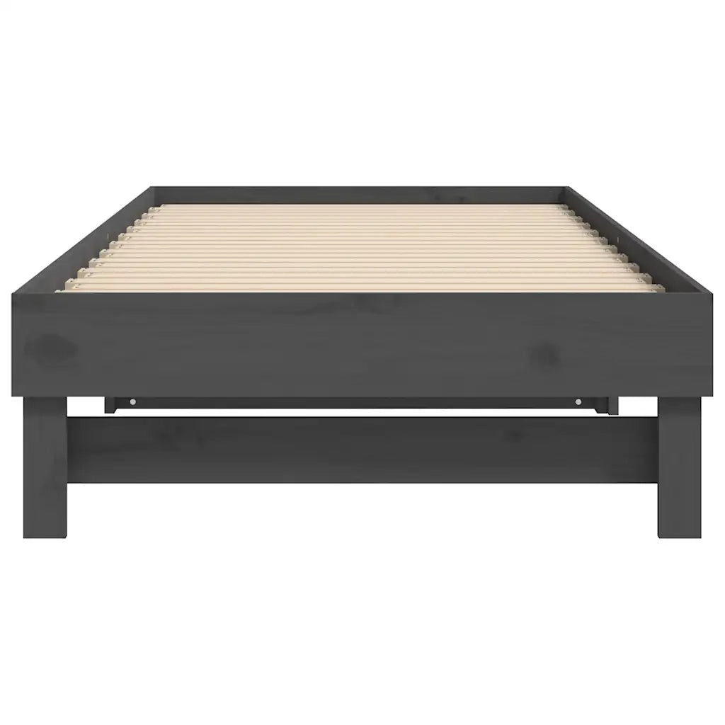 Dormeuse Estraibile Grigia 2x(80x200) cm Legno Massello di Pino 823386