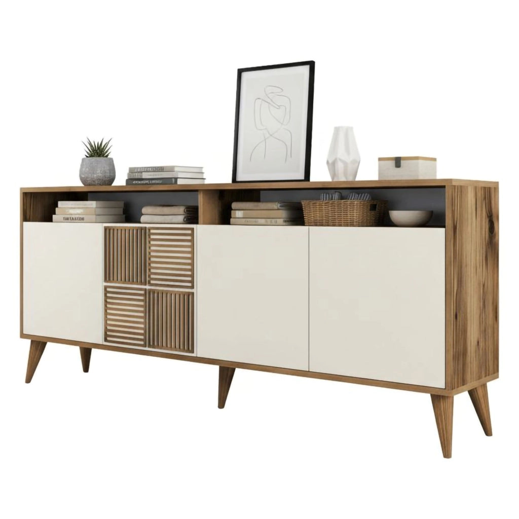 Madia Benjamin, Credenza 2 Ripiani, 180x35x79h cm Marrone Noce