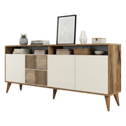 Madia Benjamin, Credenza 2 Ripiani, 180x35x79h cm Marrone Noce