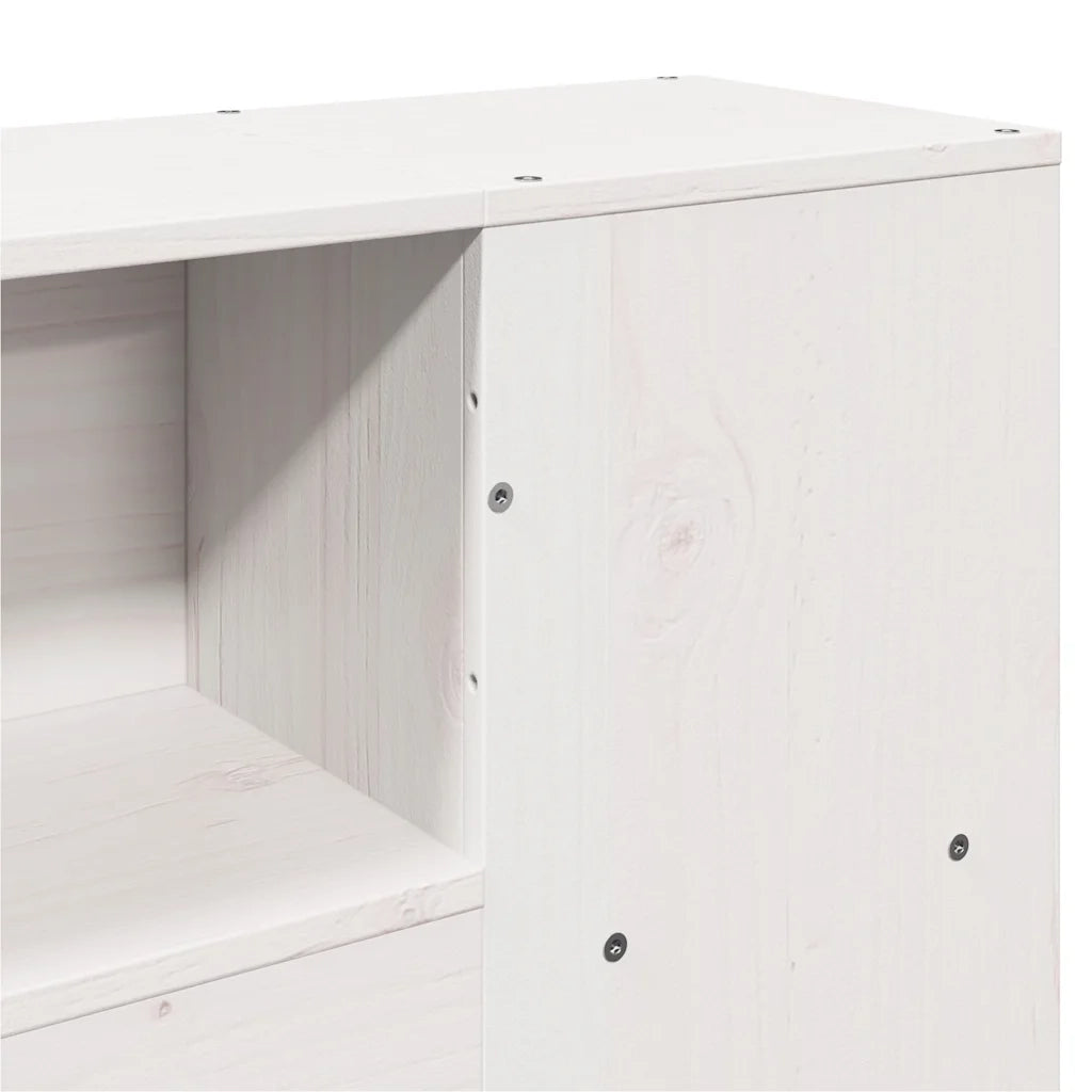 Letto Libreria senza Materasso-Struttura Letto con contenitore Bianco 140x200 cm Legno di Pino 956330