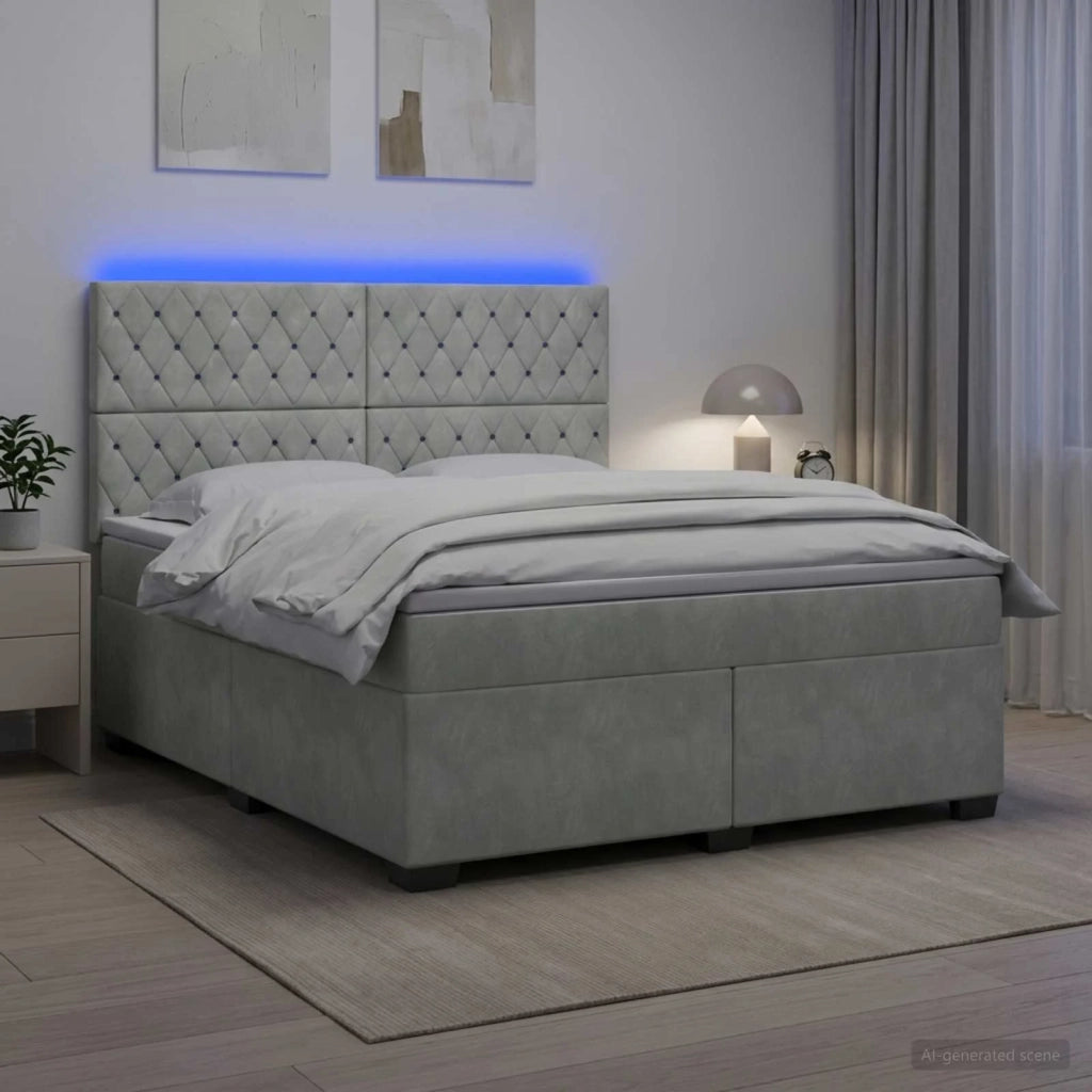 Letto box spring con materasso Grigio Chiaro 140 x 190 cm 3455096