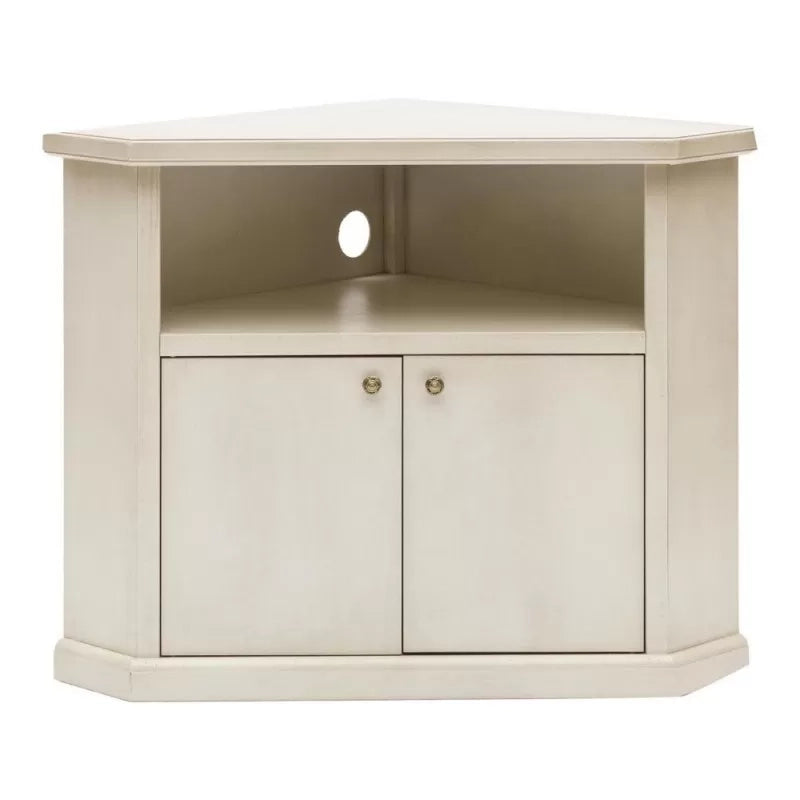 Mobile porta tv angolo 2 ante legno shabby bianco anticato 72x63x80 - Mobili 2G