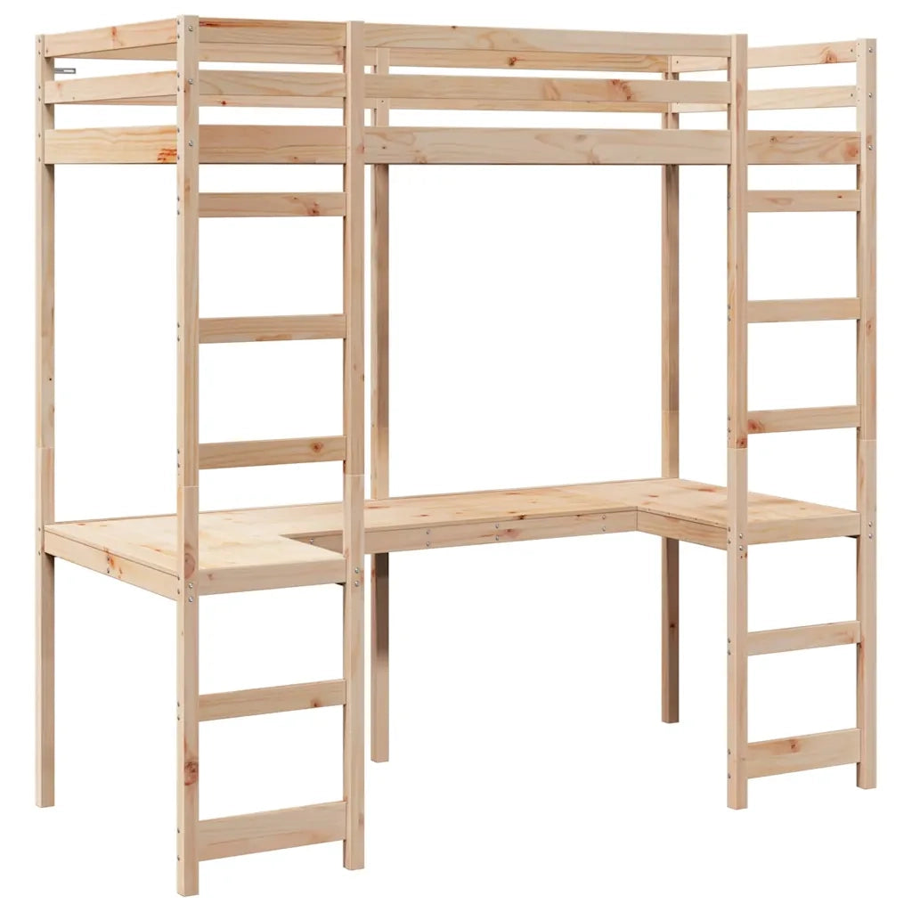 Struttura per letto soppalco Naturale 90 x 200 cm Pino massello 3414550