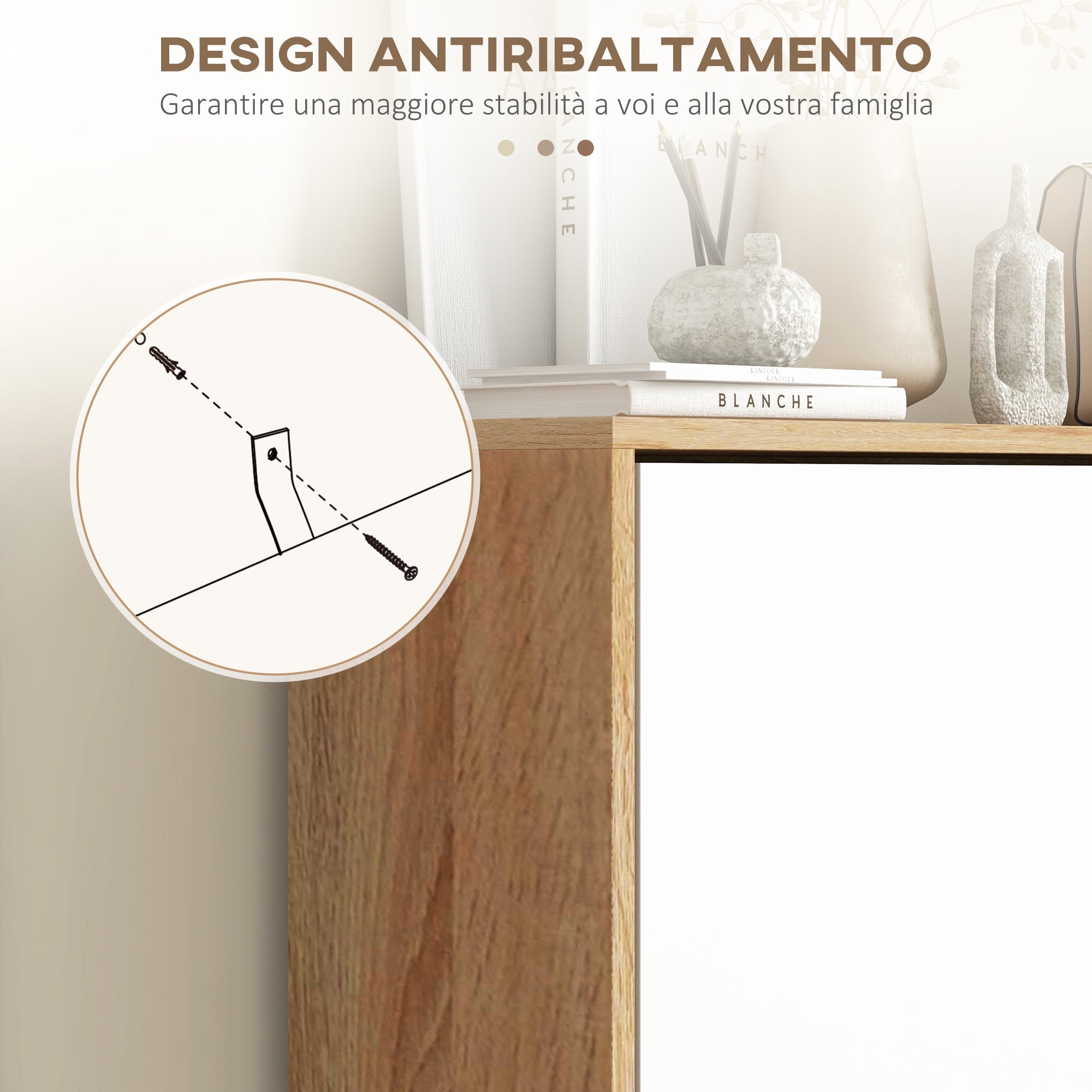 Scarpiera Salvaspazio 18-24 Paia di Scarpe a 3 Cassetti  72x24x119 cm in Truciolato Bianco