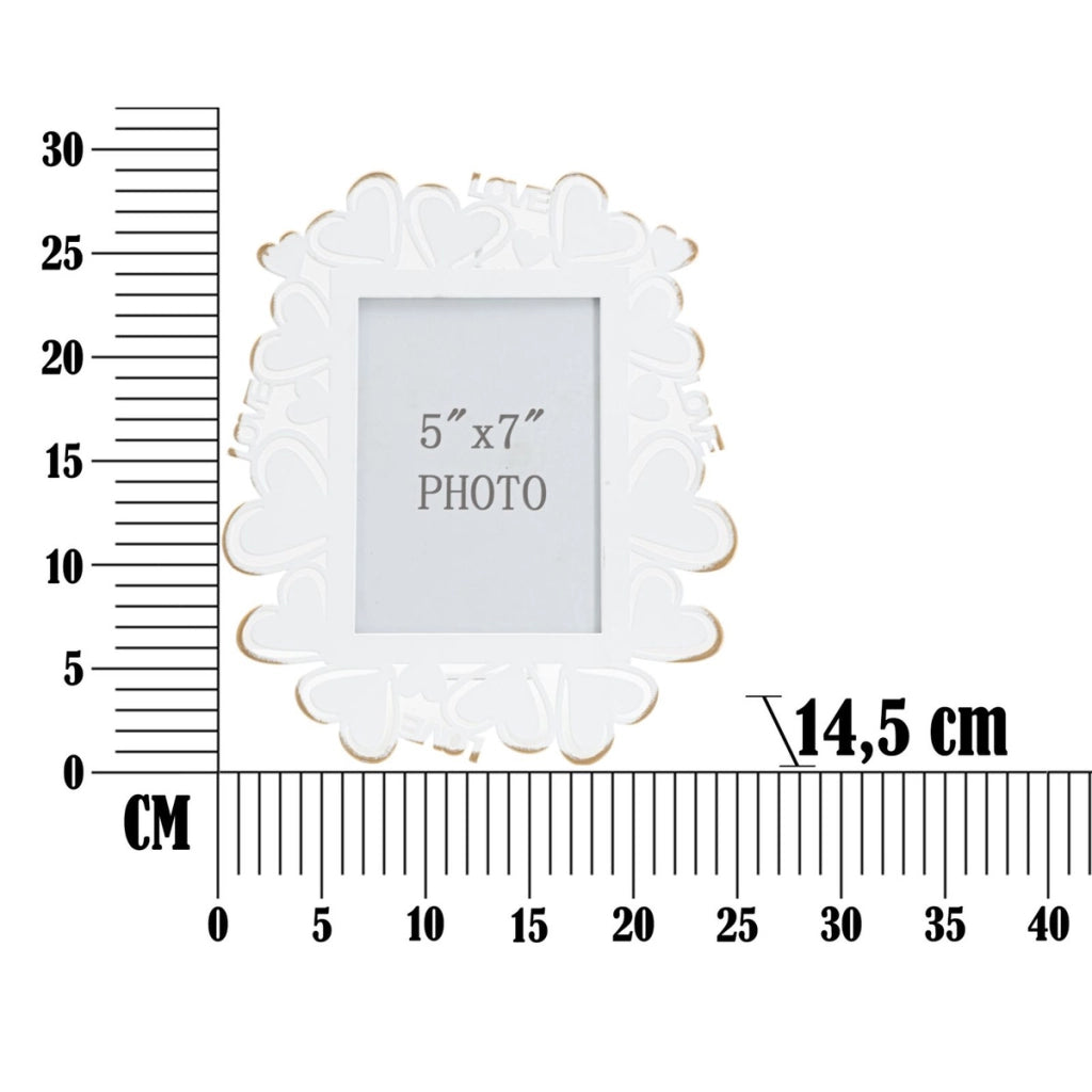 Portafoto Olistic 4, Bianco, Metallo, 25x14,5x27,7 cm