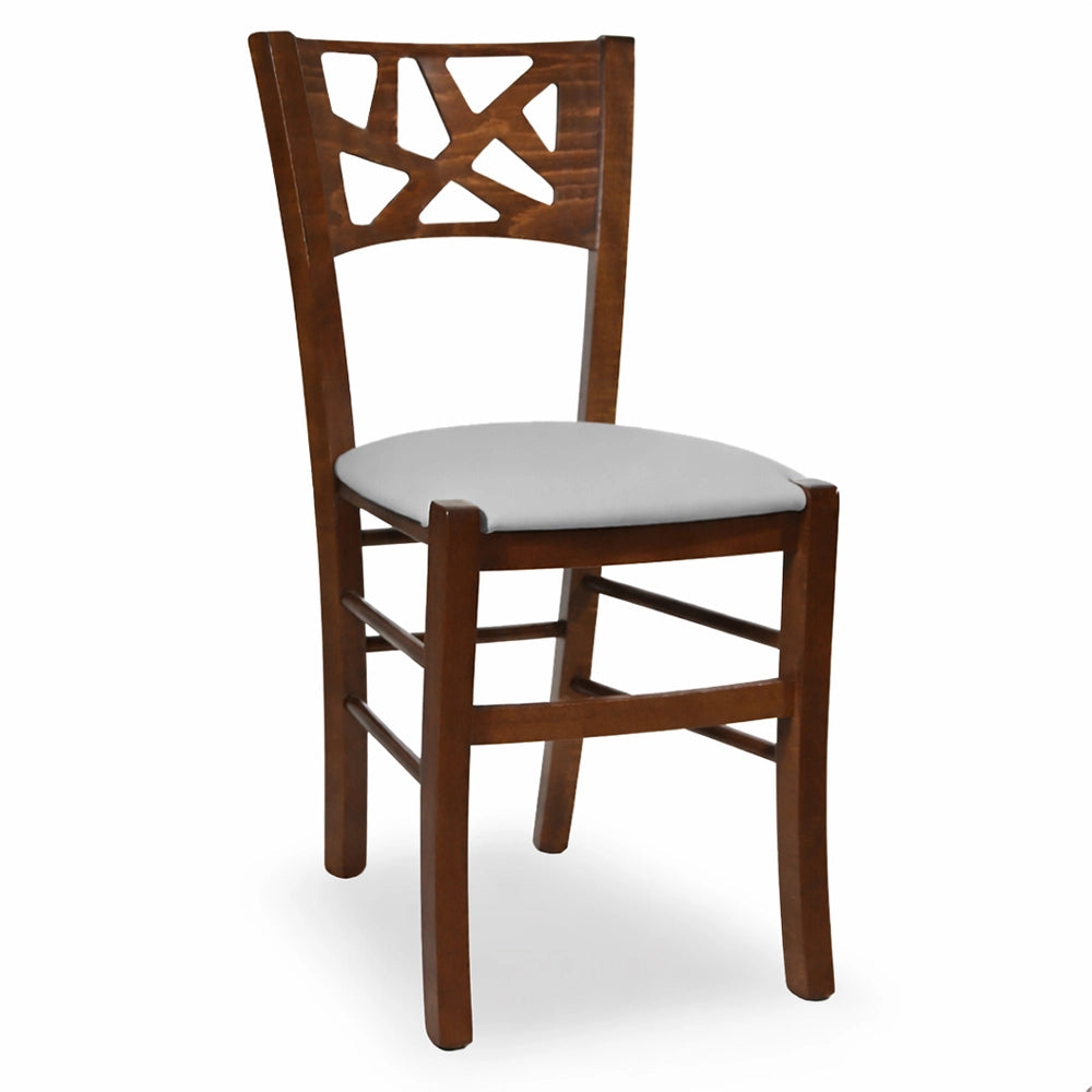 Sedie sala pranzo Sissy in legno noce scuro con seduta imbottita grigia set da 2