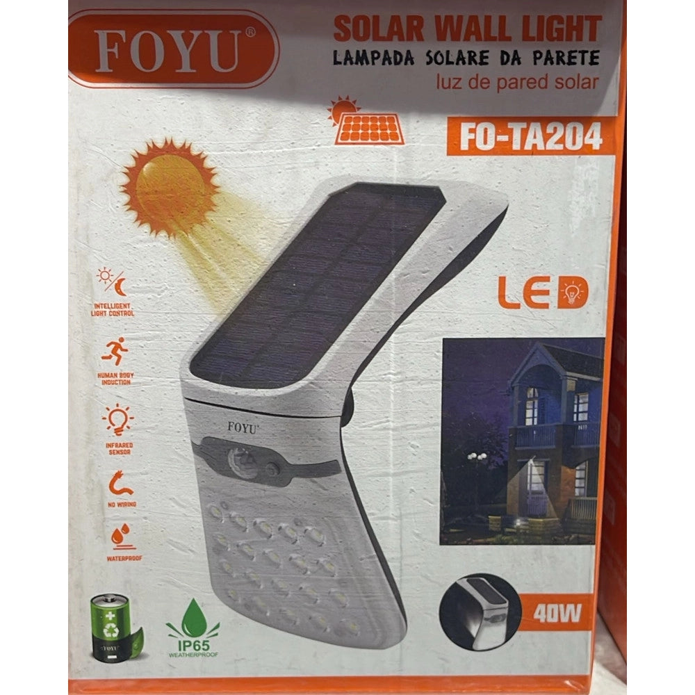 Trade Shop - Lampada Solare Da Parete Led 40w Impermeabile Ip65 Sensore Movimento Infrarossi Fo-ta204 -