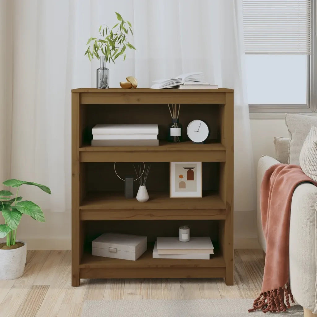 Libreria Marrone ambra 80x35x97 cm in Legno Massello di Pino 821682