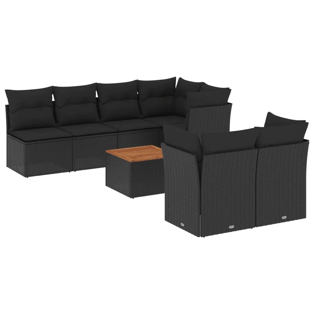 Set Divano da Giardino 6 pz con Cuscini Nero in Polyrattancod mxl 113114