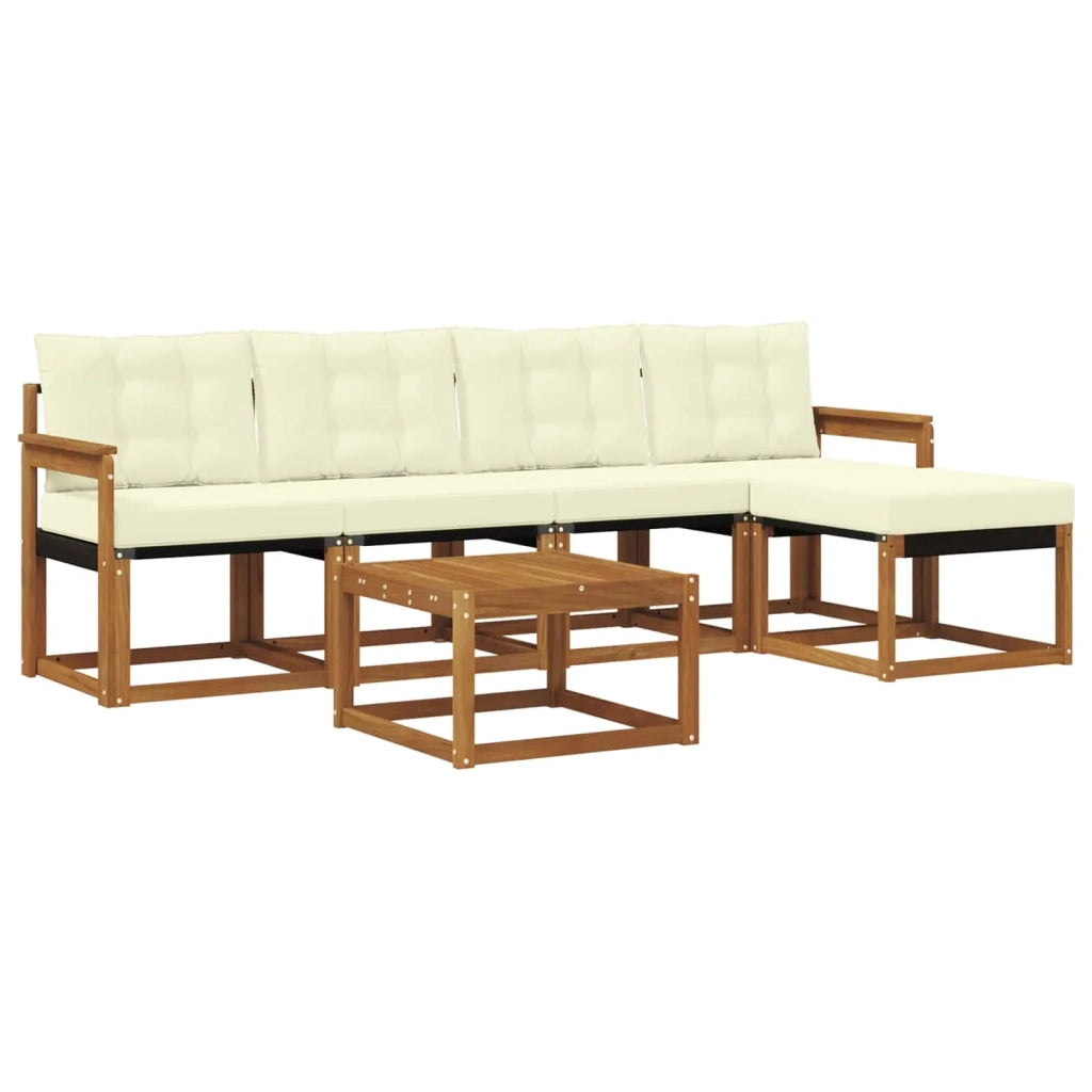 Set di divani da esterno con cuscino 6 pcs Naturale e Crema