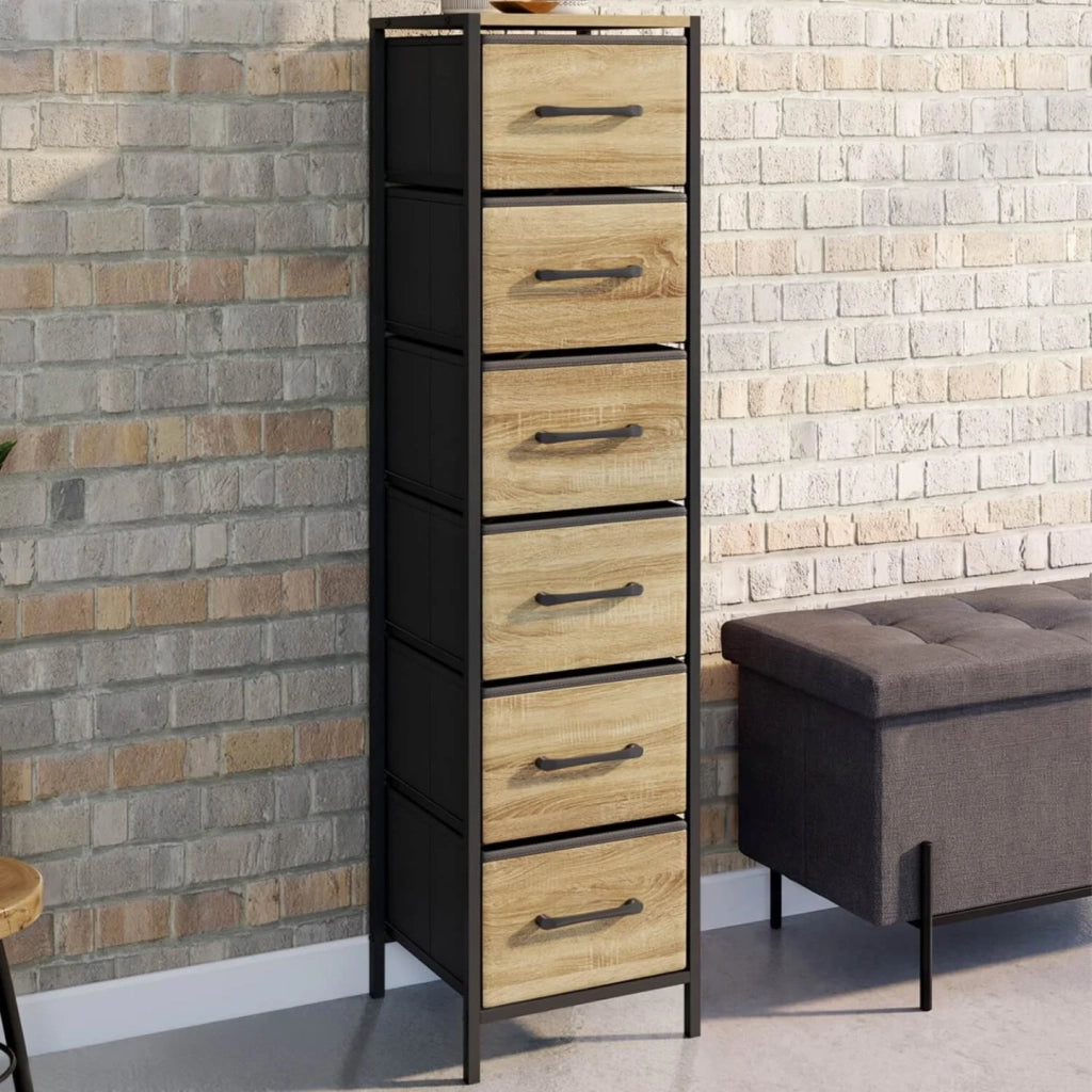 IDMarket - Mobile ausiliario a 6 cassetti UTAH 30 cm, cassettiera, mobile contenitore in stile industriale