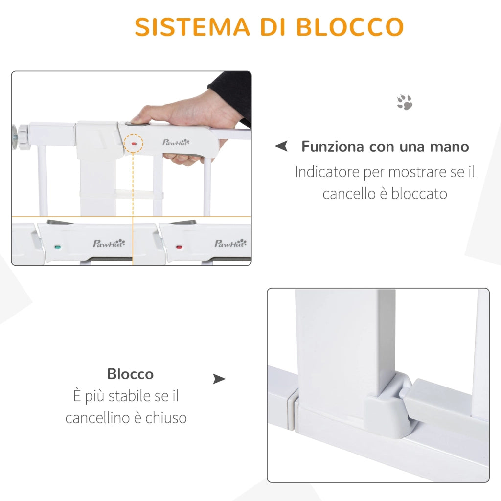 Cancelletto Sicurezza Regolabile per Cani 75-96 cm in Acciaio e Plastica Bianco
