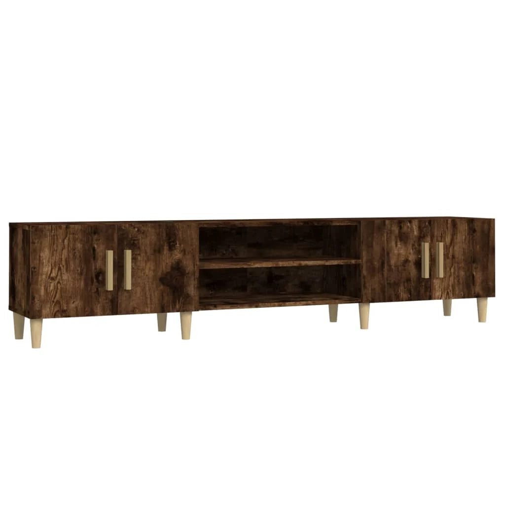 Mobile TV multimediale scaffale TV credenza mobile TV sala da pranzo soggiorno camera da letto rovere affumicato 180 x 31,5 x 40 cm legno ingegnerizzato marrone 02_0027357