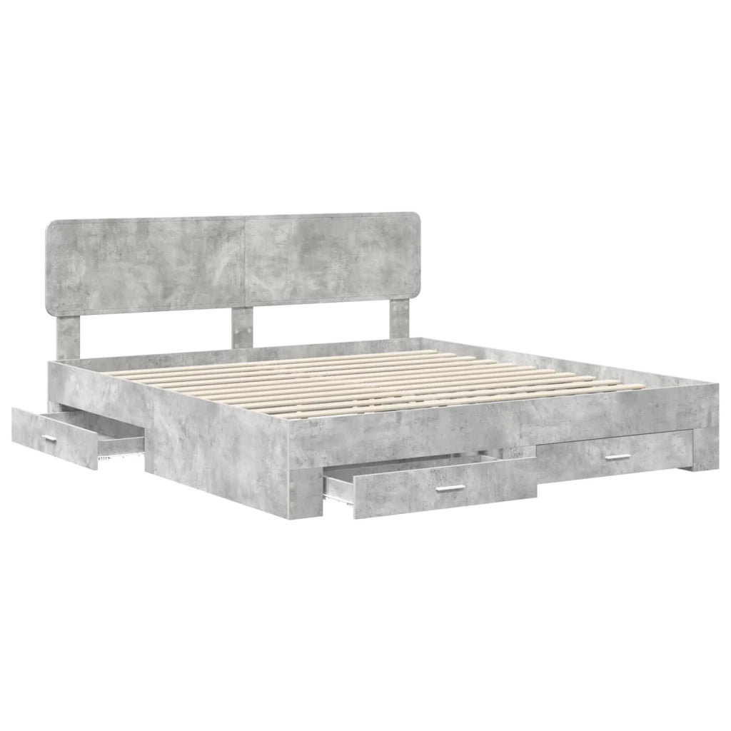 Struttura del letto con testiera Grigio cemento 200 x 200 cm