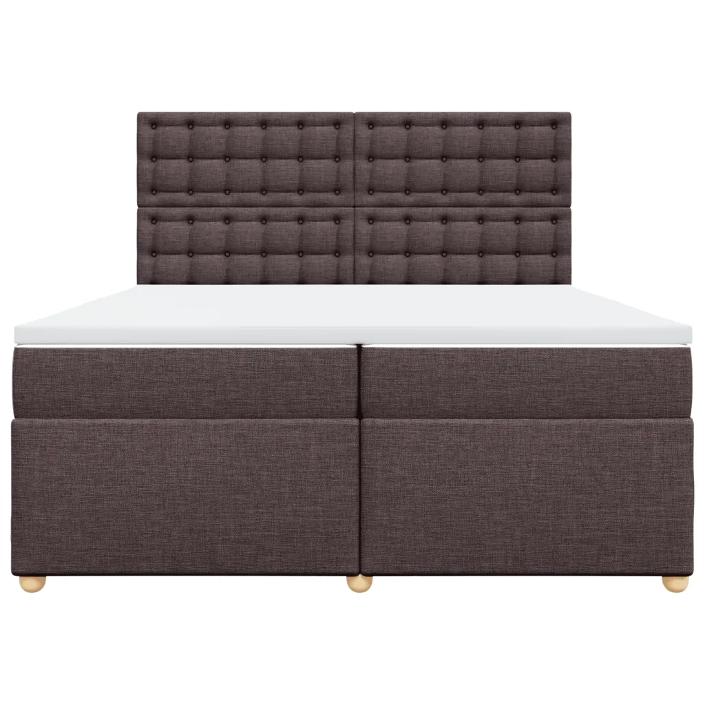 Giroletto a Molle con Materasso Marrone Scuro 200x200cm Tessuto