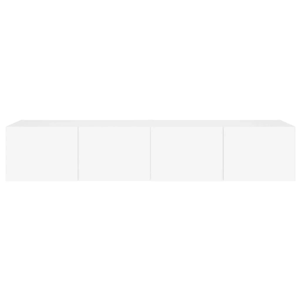 Mobile TV multimediale da parete mensola TV credenza mobile TV per sala da pranzo soggiorno camera da letto con luci LED 2 pezzi 80 x 35 x 31 cm bianco 02_0029117