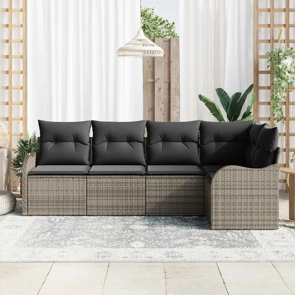 Set Divano da Giardino 5 pcs Grigio polyrattan 3354368