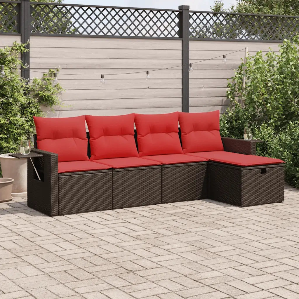 Set Divano da Giardino 5 pz con Cuscini Marrone in Polyrattan 3325470