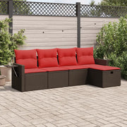 Set Divano da Giardino 5 pz con Cuscini Marrone in Polyrattan 3325470