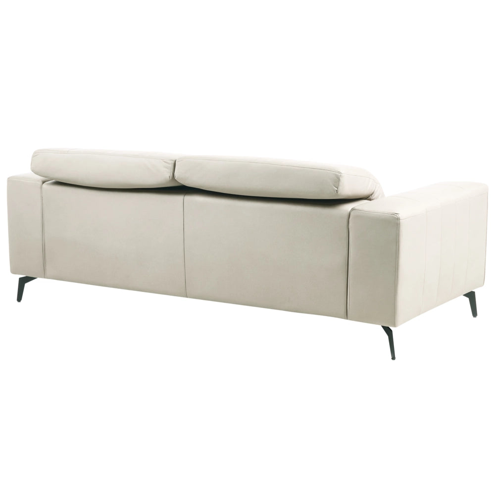 Divano in ecopelle con poggiatesta regolabile e gambe in metallo Beige stile moderno