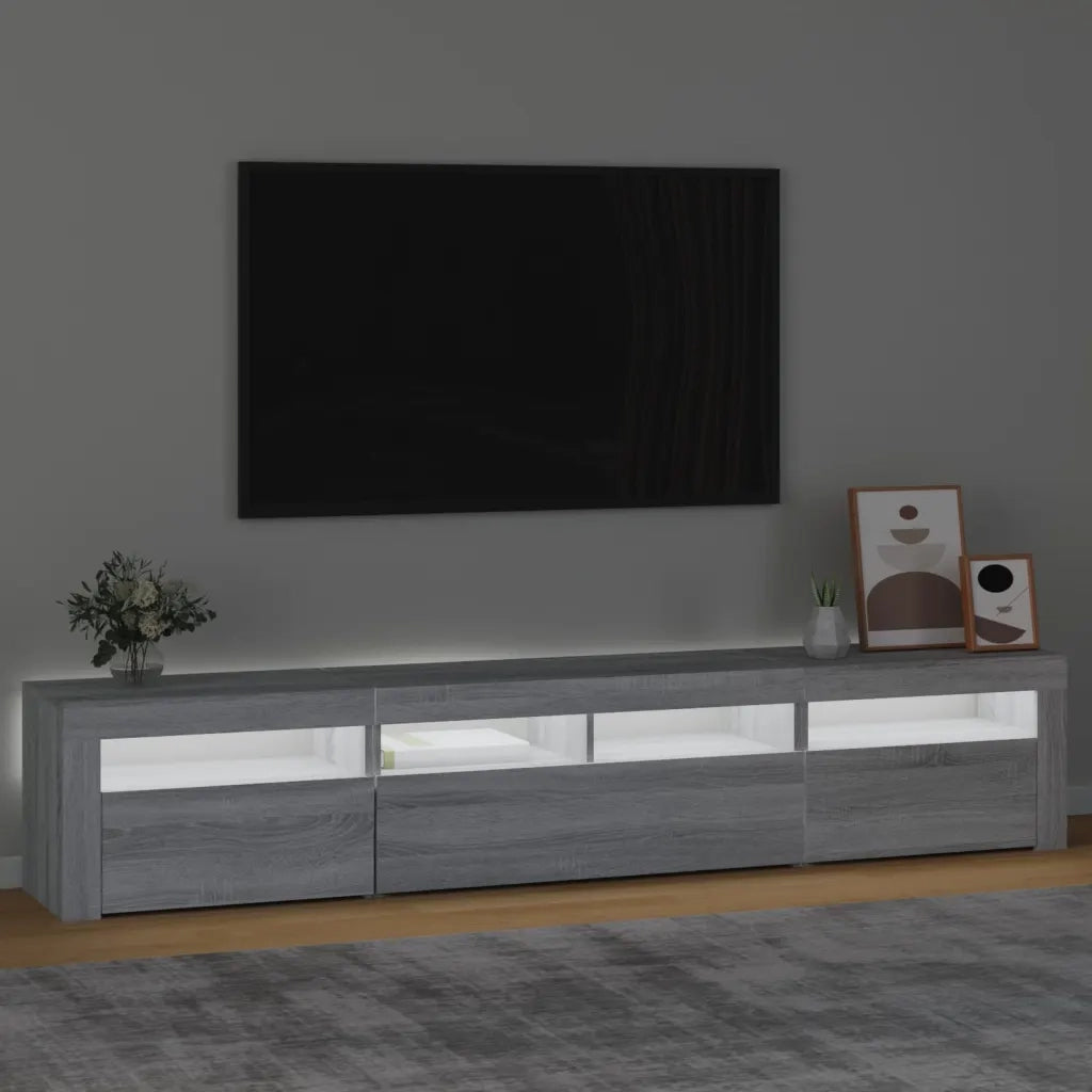 Mobile Porta TV con Luci LED Grigio Sonoma 210x35x40 cm 3152736