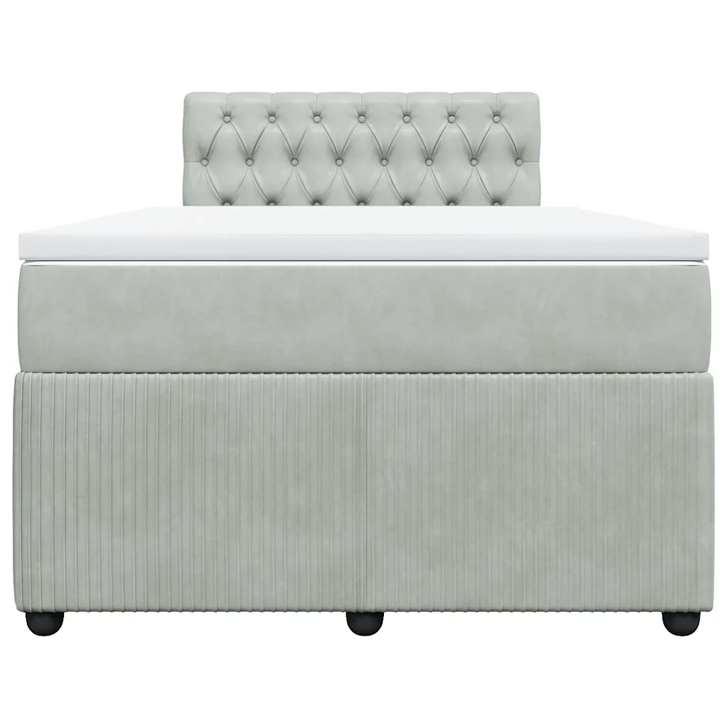 Giroletto a Molle con Materasso Grigio Chiaro 120x190cm Velluto
