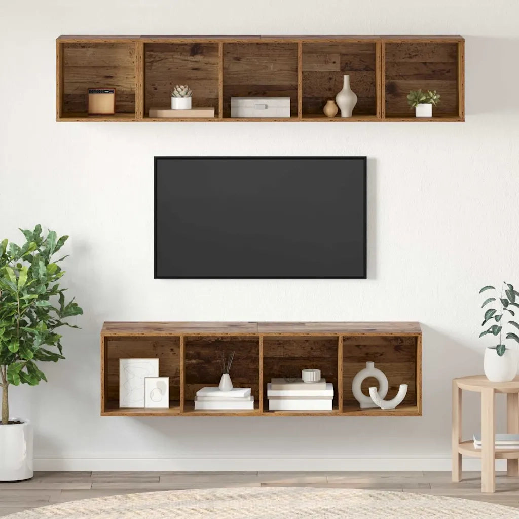 vidaXL Set mobile TV 4 pcs Legno vecchio 37 x 37 x 142.5 cm