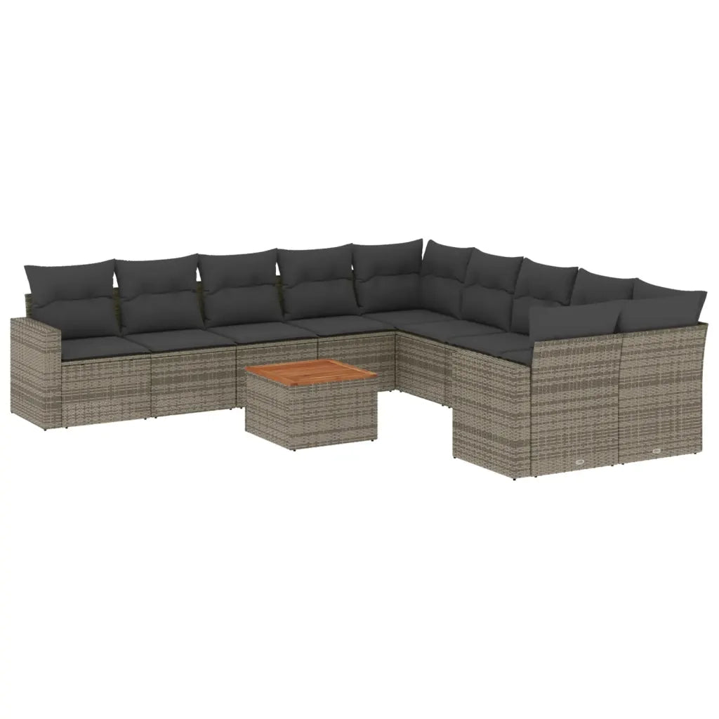 Set Divani da Giardino 11 pz con Cuscini in Polyrattan Grigio 3224317