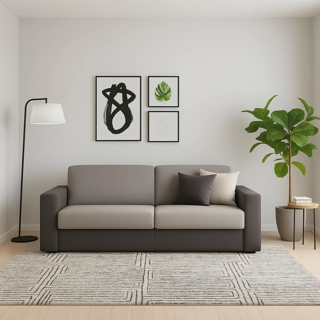 Divano fisso Azzurrite, Divano a 2 posti, Made in Italy, SofÒ  Soggiorno in tessuto imbottito, con Braccioli standard, cm 180x95h90, Grigio e Antracite