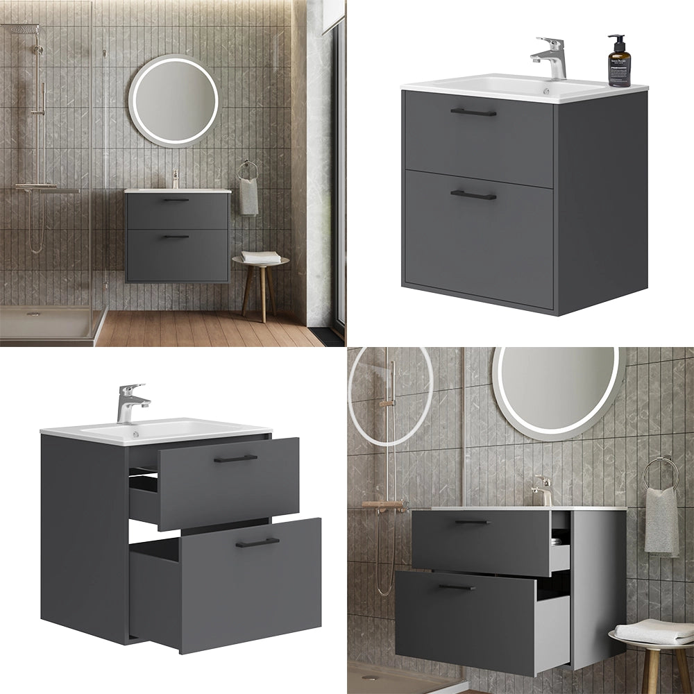 Vicco Set di mobili da bagno Antracite 61 x 61.5 cm con lavabo