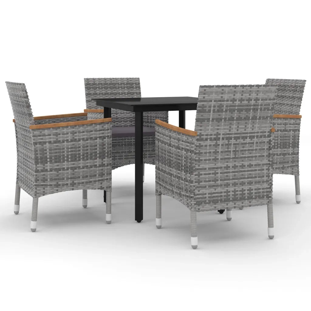 Set da Pranzo per Giardino 5 pz con Cuscini Polyrattan e Vetro cod mxl 42170