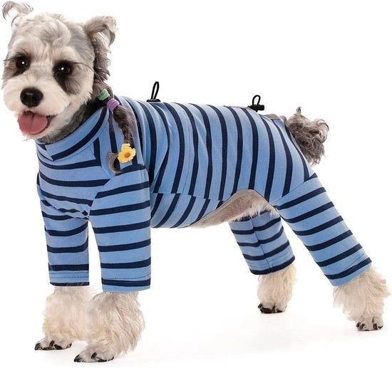 Giubbotto da caccia per cani caldo - cotone - a strisce - riflettente - tuta da cane - per cani piccoli e medi - blu XL.