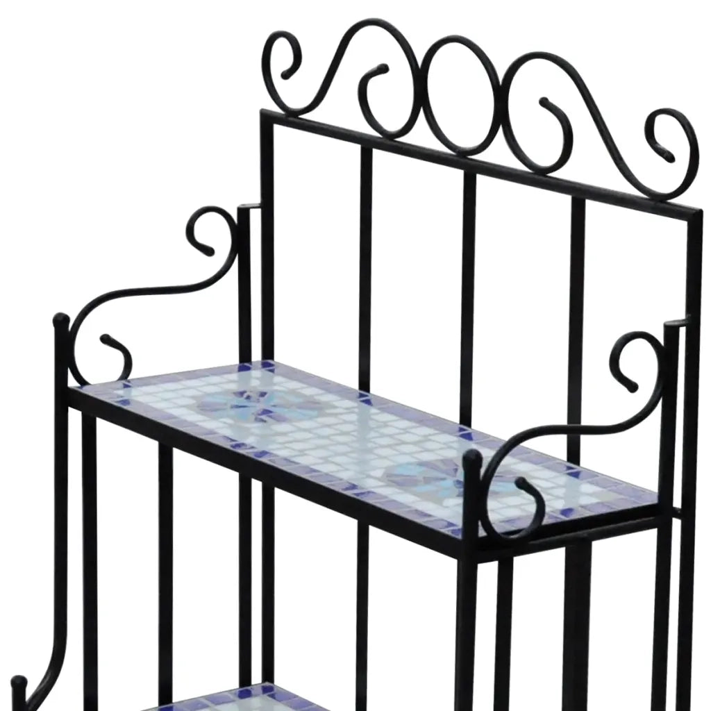 Stand per Piante a Mosaico Blu e Bianco  cod mxl 72850