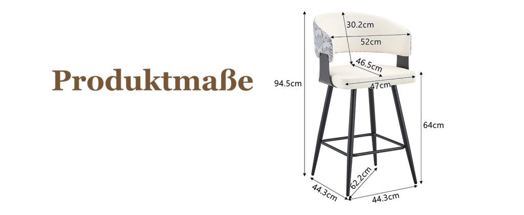 Sgabello da bar con schienale in PU e metallo con seduta ergonomica e poggiapiedi per cucina e isola bianco