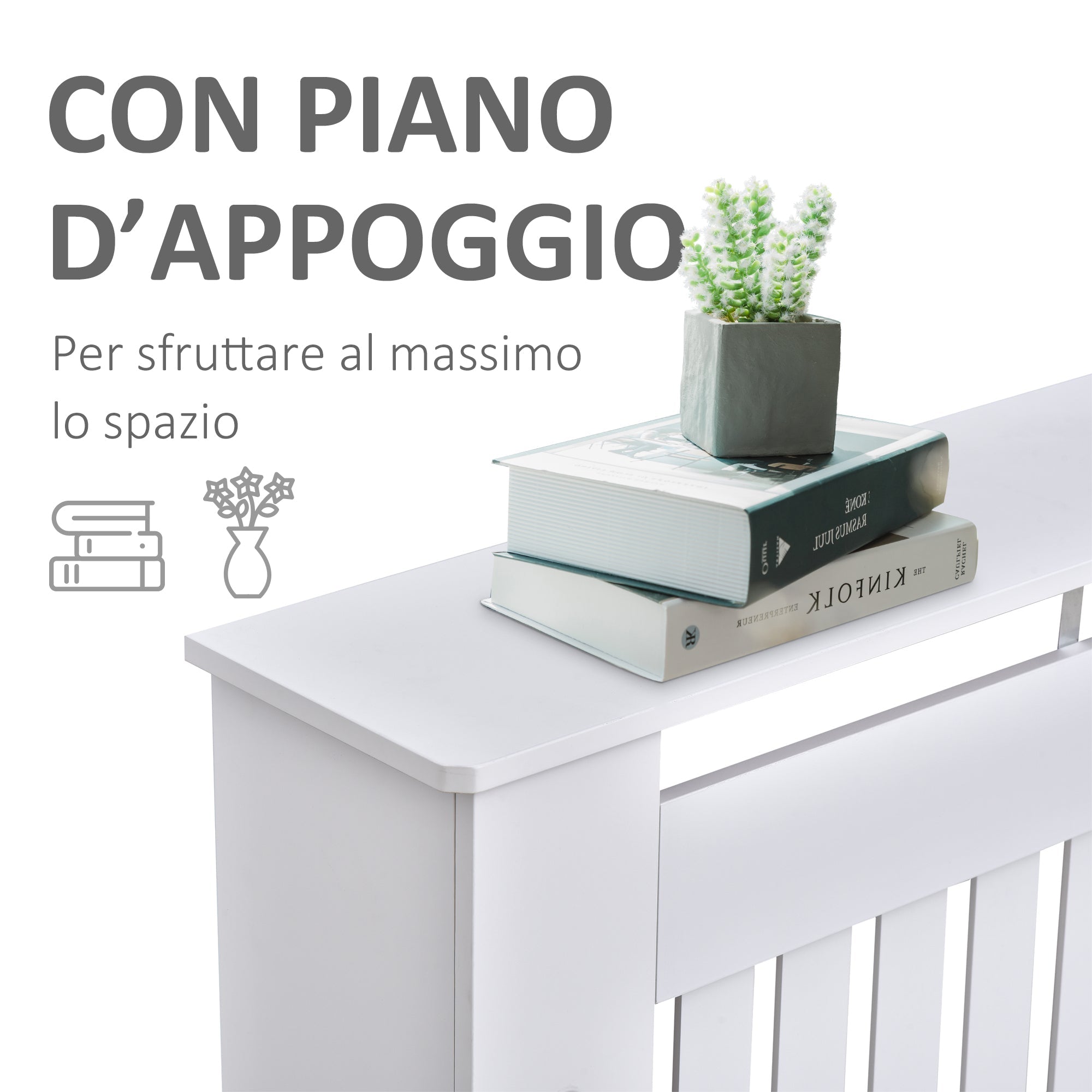 Copritermosifone in Legno MDF Bianco 172x19x81 cm