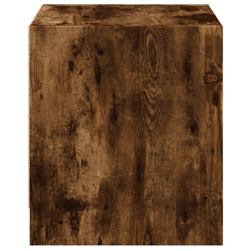 Comodino | Armadio da Notte | Mobiletto da notte con Anta in Vetro Rovere Fumo 35x37x42 cm