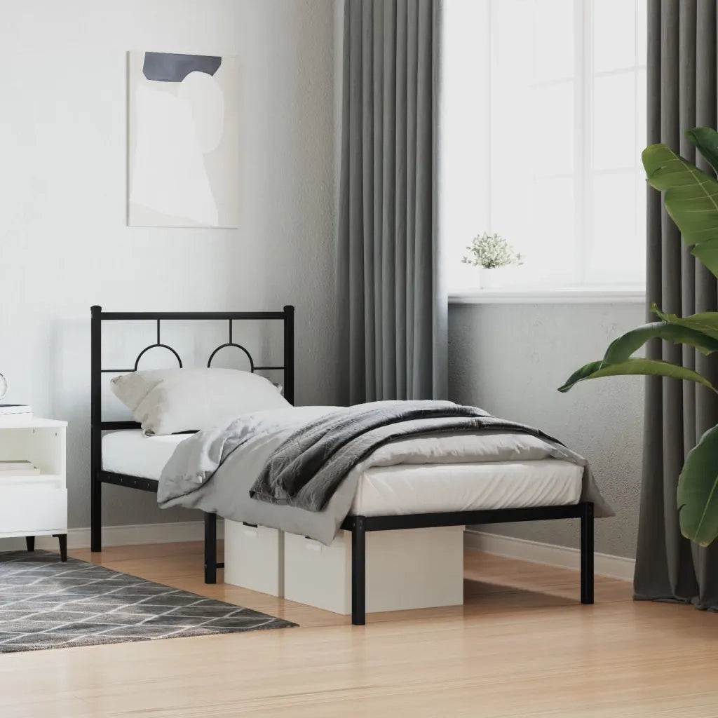 Giroletto con Testiera-Struttura Letto con testiera in Metallo Nero 80x200 cm 324443