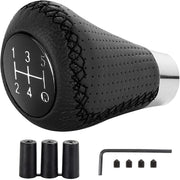 Trade Shop - Pomello Leva Cambio Pelle Universale Per Auto 5 Marce Adattatori 8mm 10mm 12mm -